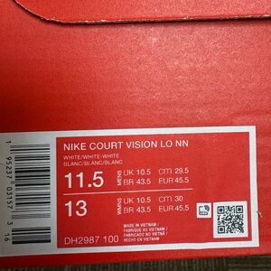 Nike Court Vision Lo NN in White and Red